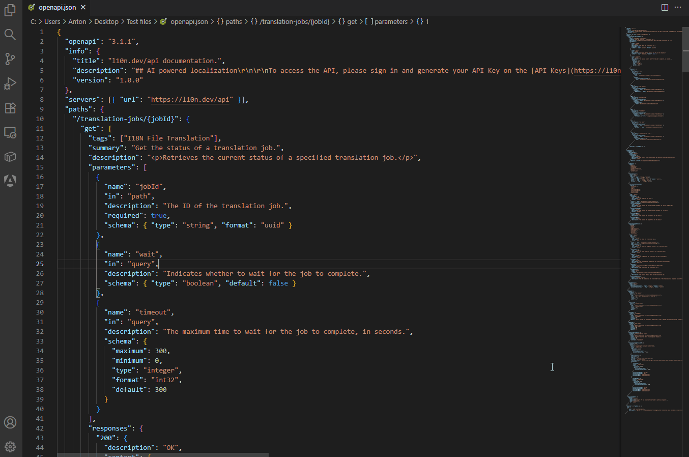 OpenAPI localization in VS Code